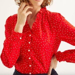 Boden Polka Dot Blouse with Ruffles